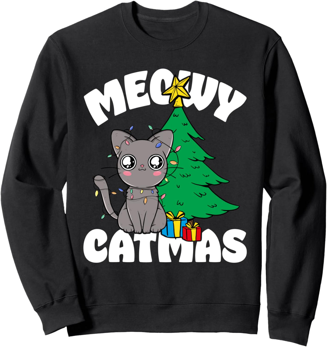 Katzenbaum mit Katzenbaum-Motiv "Meowy Merry Catmas" Sweatshirt