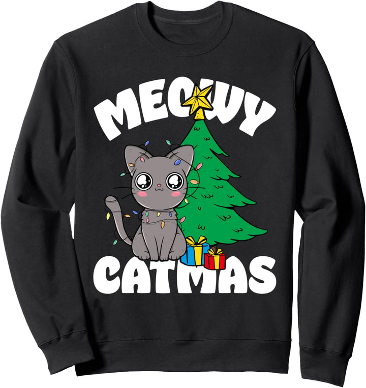 Katzenbaum mit Katzenbaum-Motiv "Meowy Merry Catmas" Sweatshirt