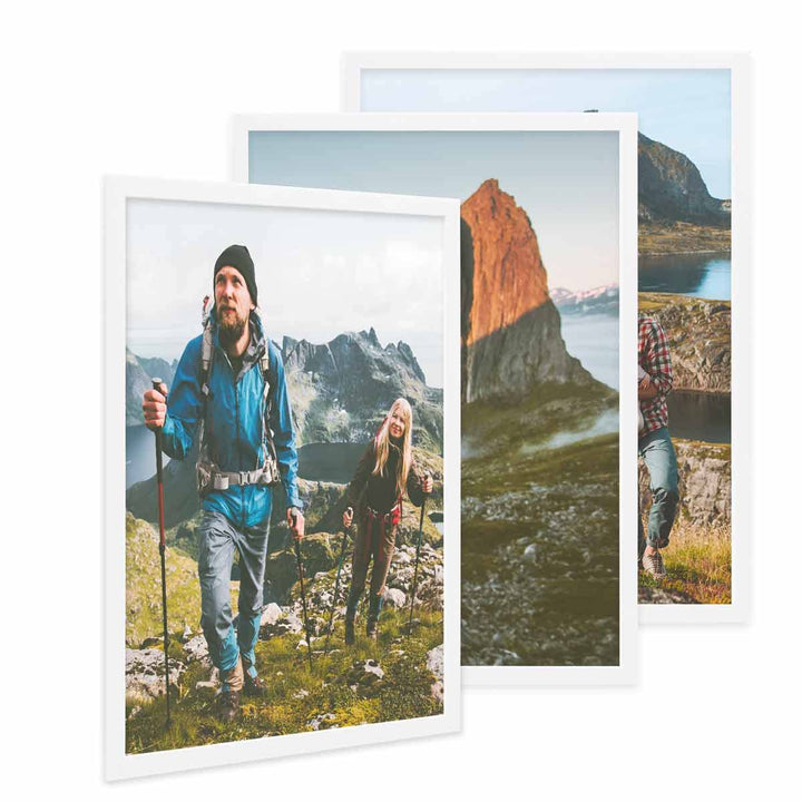 PHOTOLINI Bilderrahmen 50x70 Weiss 3er Set, Puzzle Rahmen 50x70 Holz MDF mit Acrylglas, Bilderrahmen