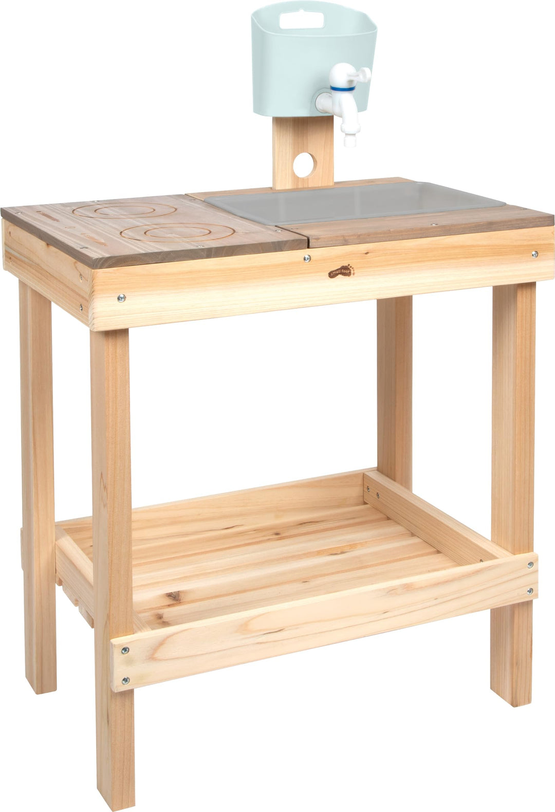 small Foot Matschküche und Spieltisch aus Vollholz, Outdoor-Spielküche für Kinder, mit Kochfeld, Was