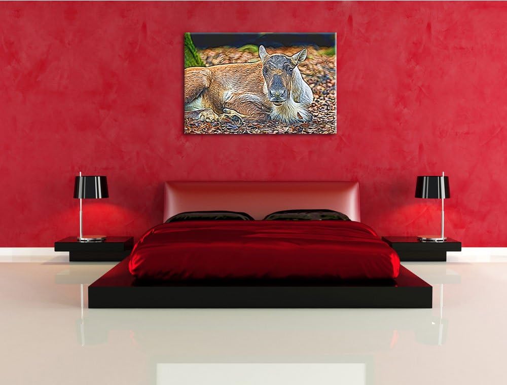 junger Elch Deluxe Format: 100x70 cm auf Leinwand, XXL riesige Bilder fertig gerahmt mit Keilrahmen,