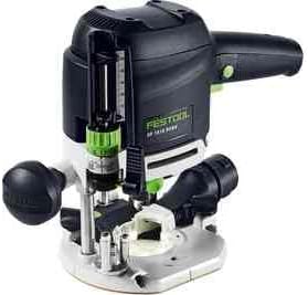 Festool Oberfräse OF 1010 REBQ-Plus (mit Seitenanschlag, Lichtmodul, Spannzange, Gabelschlüssel, plu