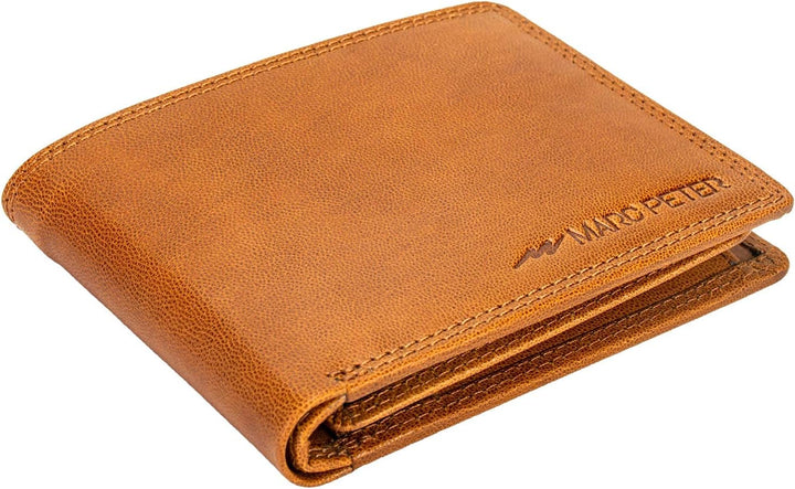Marc Peter® Echt-Leder Geldbörse Hanover | Geldbeutel für Herren mit RFID-Schutz | Gross 10 Fächer P