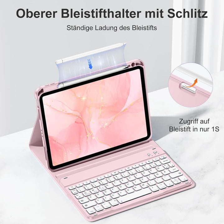 drivego Hülle mit Tastatur für iPad Air 11 Zoll M3 2025 M2 2024/Air 5 Generation 2022 4 Gen 2020 10,
