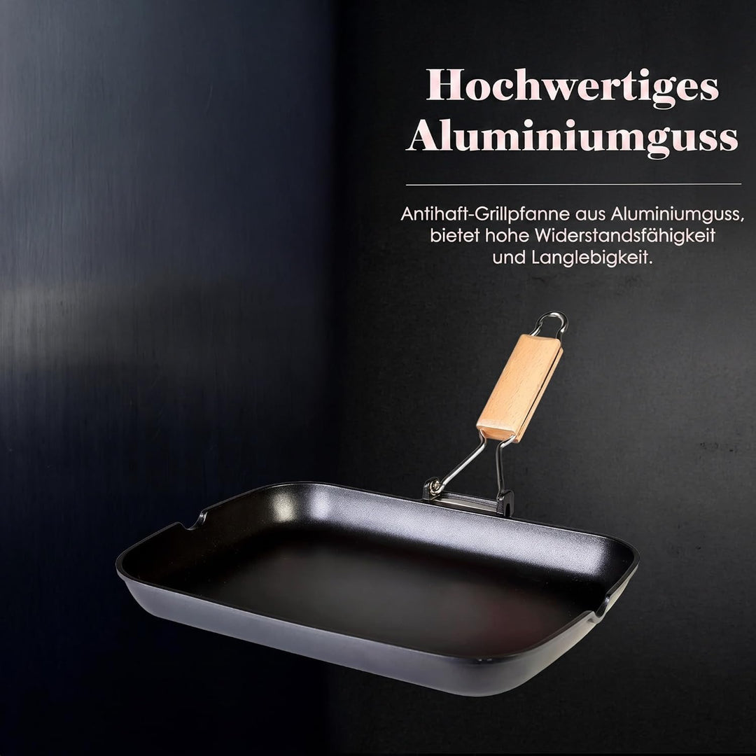 WECOOK! Ecostone Grillpfann Induktion Gewellt, 34 x 24 cm, Antihaftbeschichtung ILAG Ökologisch PFOA