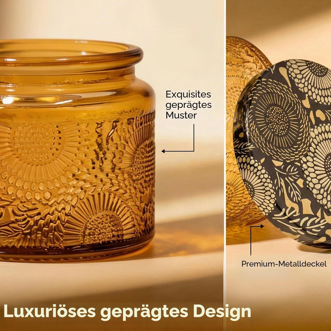 LumaCraft Candle Luxus Relief Kerzengläser zum Kerzen giessen- 12er Pack Leere Glasgefässe mit Luftd