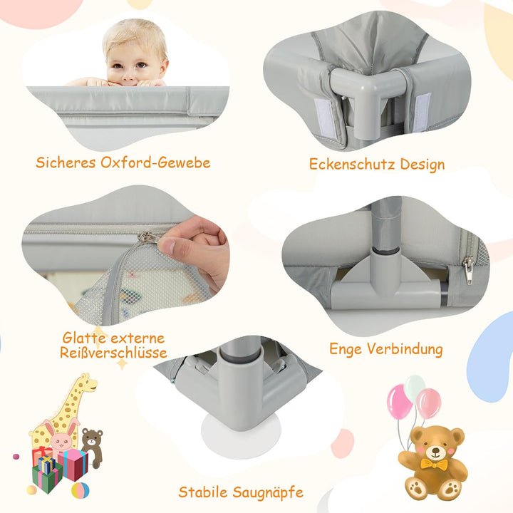 DREAMADE 200 x 140 cm Baby Laufstall, Laufgitter mit 50 Bällen & Tragetasche, Krabbelgitter für Kind