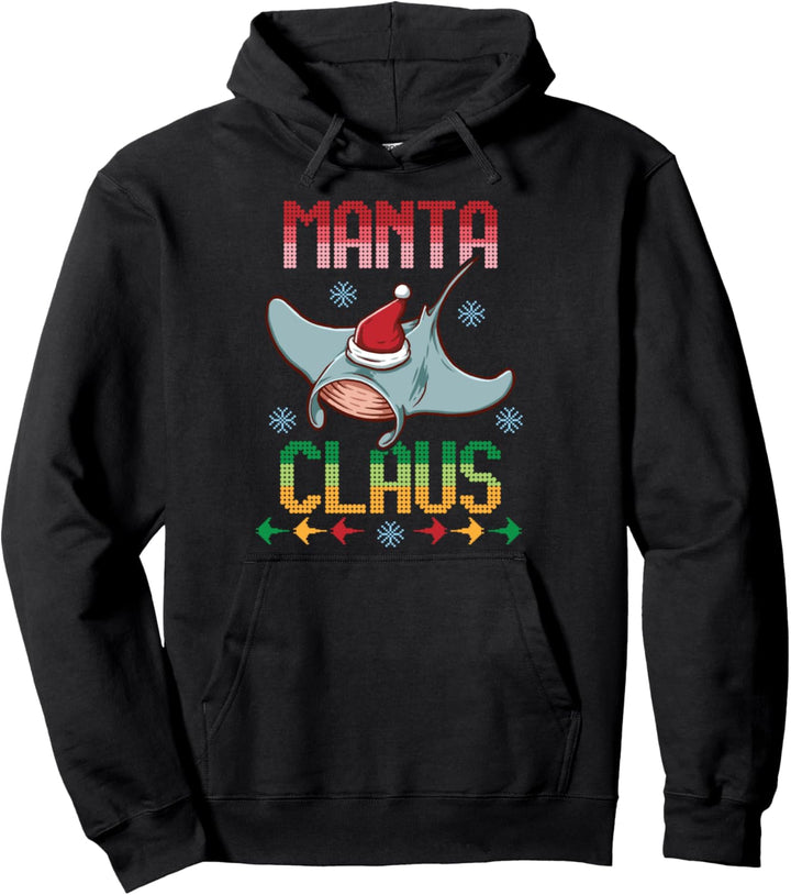 Santa Manta Claus Fisch Ugly Christmas Sweater Weihnachten Pullover Hoodie