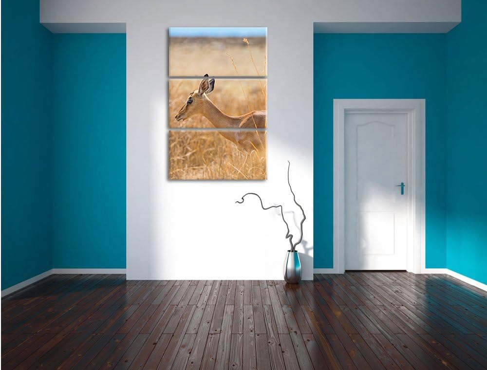 Pixxprint Erdbeeren in Eiswürfeln als Leinwandbild/Grösse: 3 Teilig (120x80) / Wandbild/Kunstdruck/f