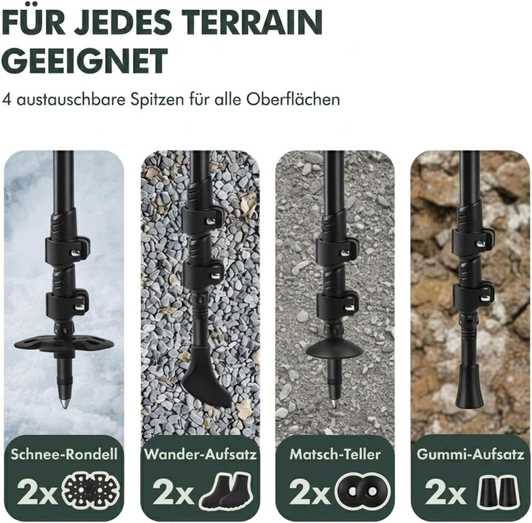 NORKEN - Wanderstöcke, Teleskopstöcke, Aluminium 7075, leicht und robust, Flip Lock Verriegelung, er