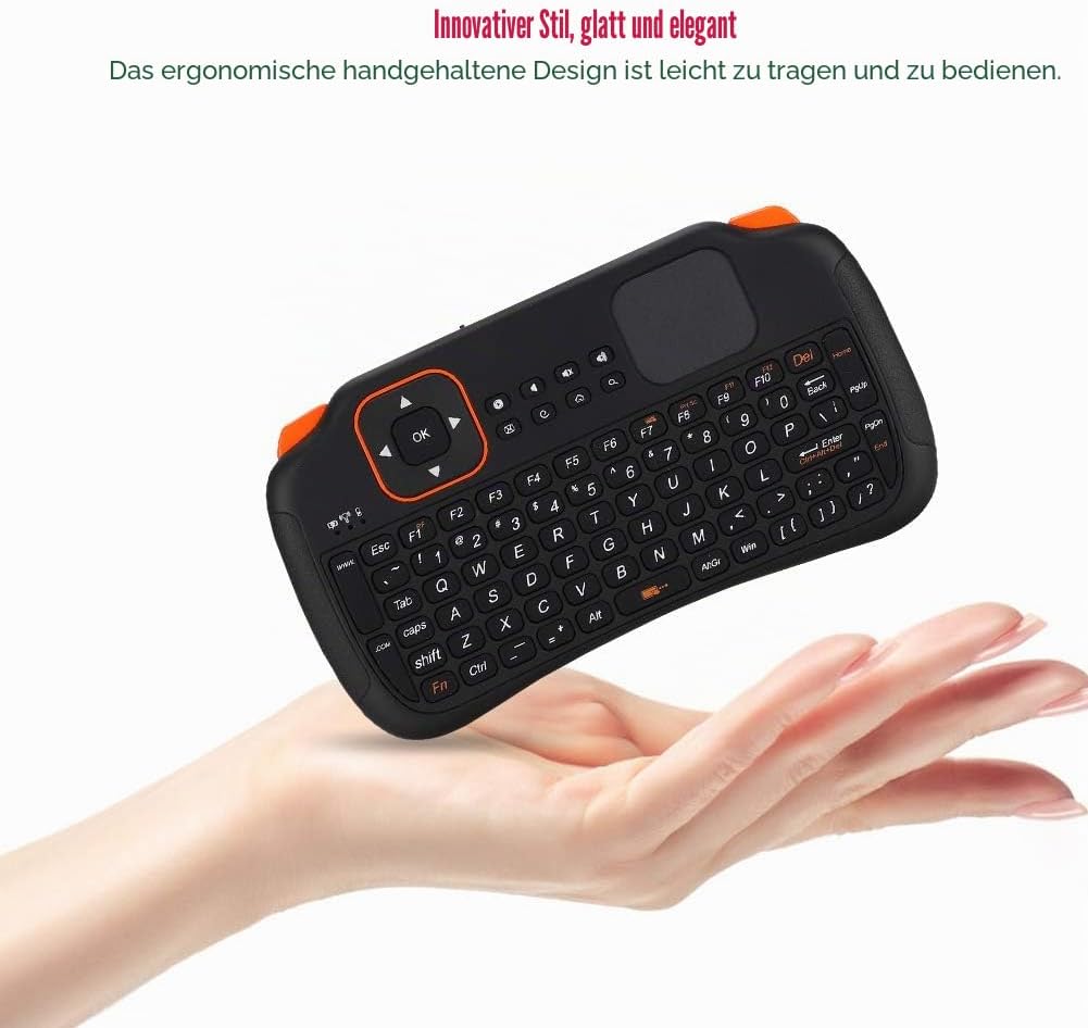 VBESTLIFE -Funktastatur mit Touchpad-Maus, Wiederaufladbare 2,4-GHz-Funktastatur mit 83 Tasten für P