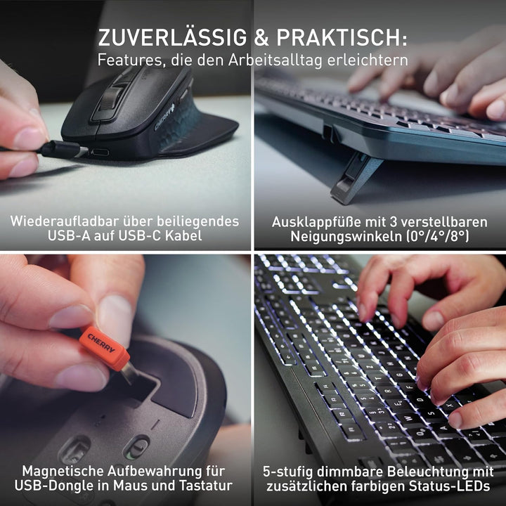 Cherry Stream Desktop Ultimate, Kabelloses Multi-Device Tastatur-Maus-Set, Deutsches Layout (QWERTZ)