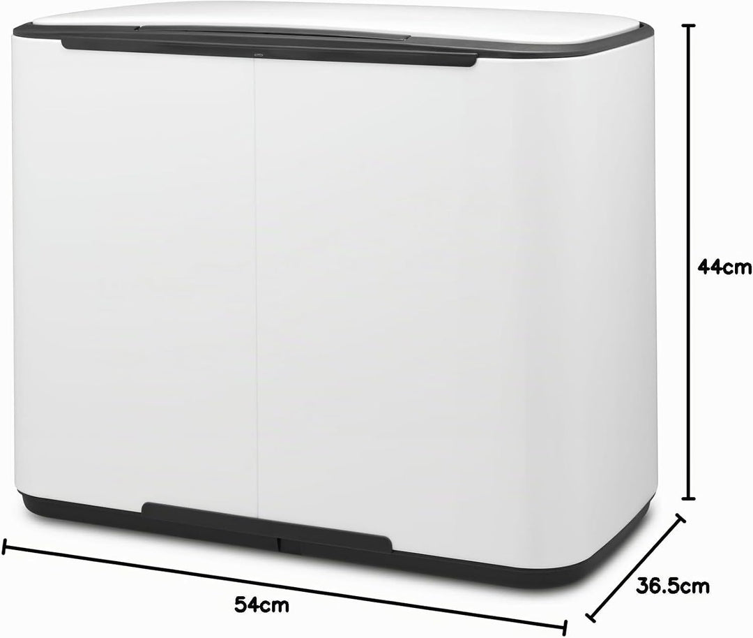 Brabantia Bo Treteimer 11 plus 23 L Abfalleimer, Metall, Weiss, 54 x 36.5 x 44 cm, 1 Einheiten