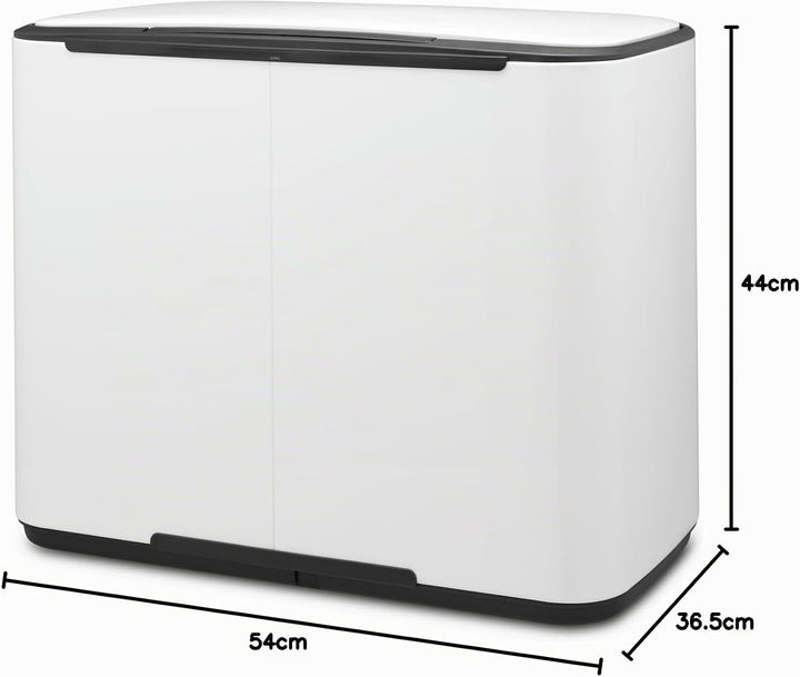 Brabantia Bo Treteimer 11 plus 23 L Abfalleimer, Metall, Weiss, 54 x 36.5 x 44 cm, 1 Einheiten