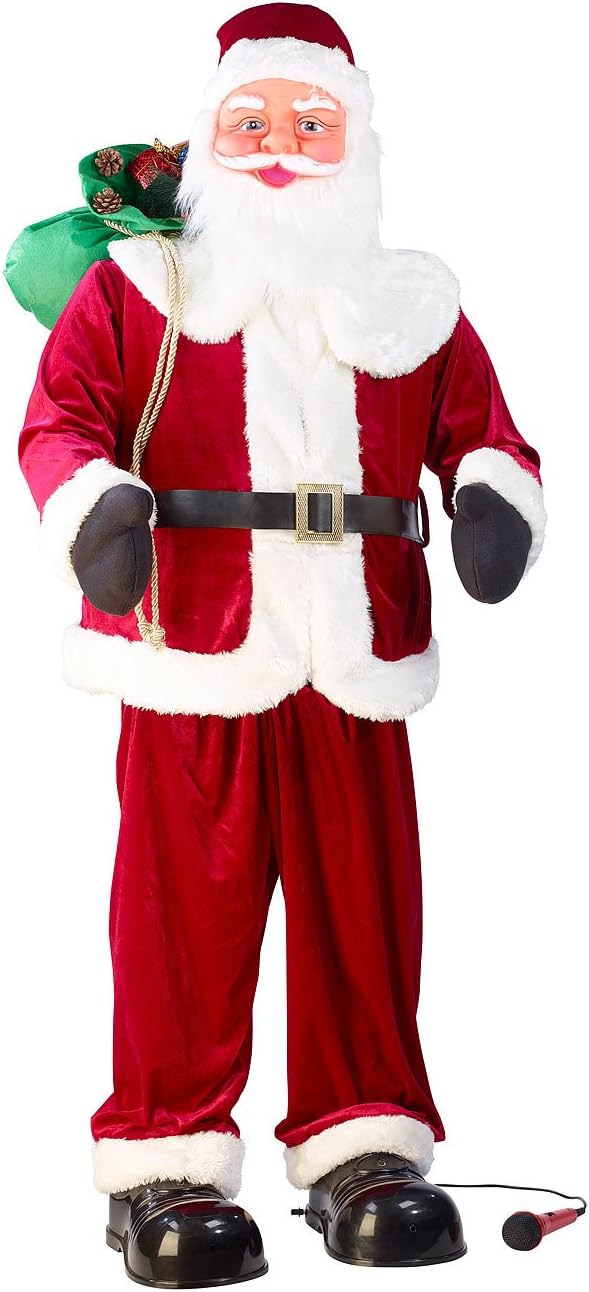 infactory Nikolaus: Singender und Tanzender XXL-Weihnachtsmann mit Karaoke, 160 cm (Weihnachtsmann m
