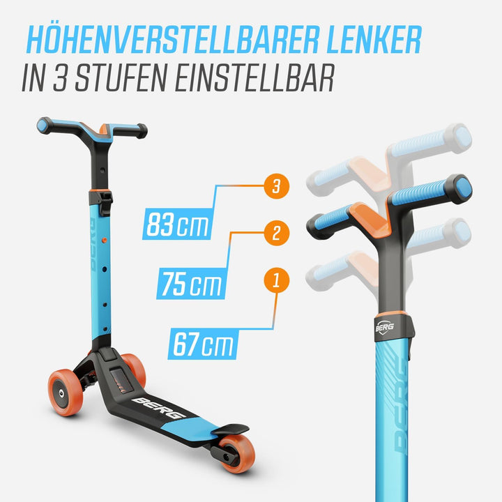 BERG Nexo Kinderroller Kinderscooter faltbar ab 2 Jahre | Höhenverstellbarer Tretroller Scooter | Dr