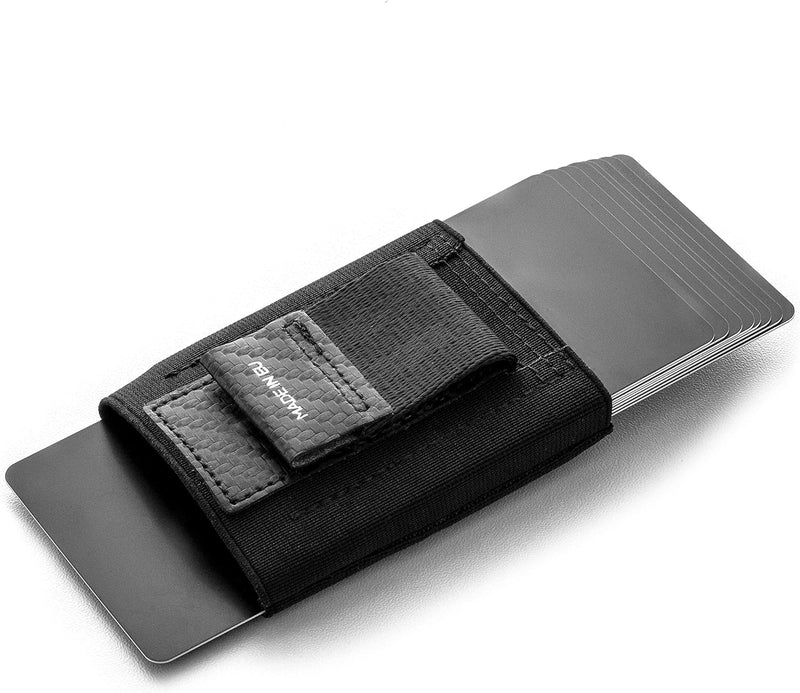 Jaimie Jacobs Minimalist Wallet Nano Boy Pocket Mini Geldbörse aus Textil mit Zugband schmaler Karte