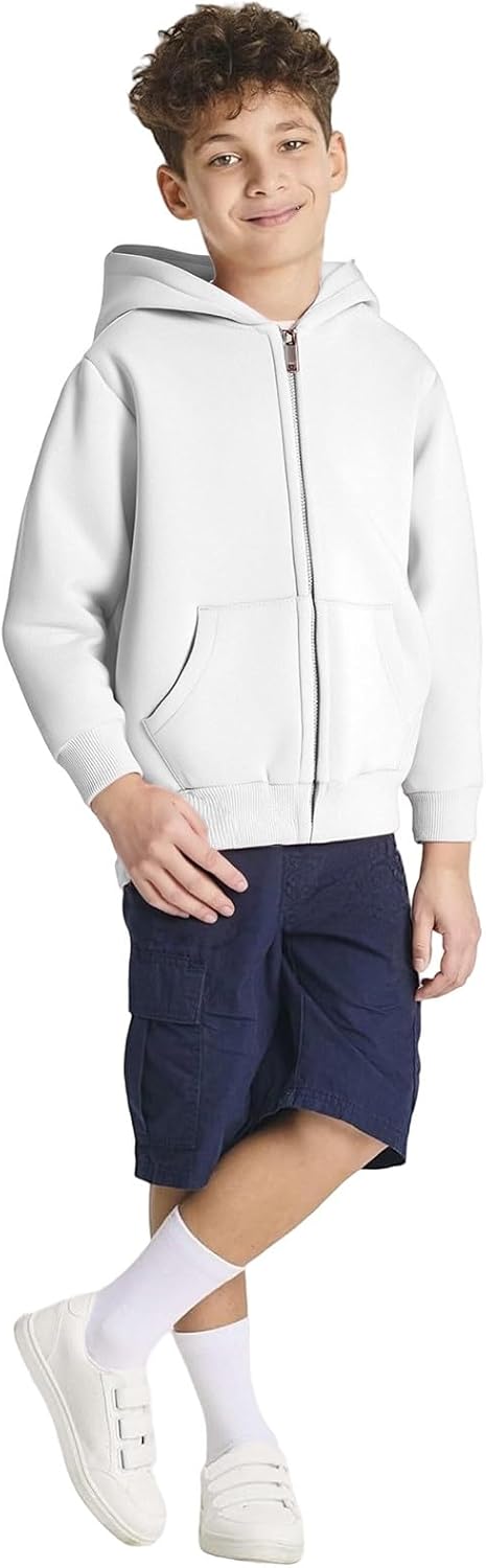 Hoodie Jacke Mädchen mit Reissverschluss Einfarbig Teenager Kapuzenpullover Strickjacke Locker Kinde