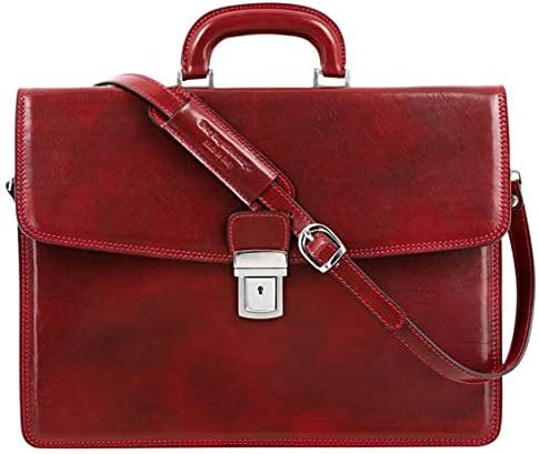 Time Resistance Leder Aktentasche - Leder Tasche Handgefertigt in Italien - Arbeitstasche mit Schult
