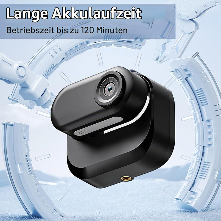 128GB Sportkamera Wasserdicht 1080P Tragbare Kamera mit 360° Drehbarem Clip, Bodycam Körperkamera Mi