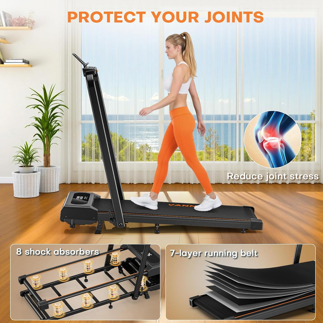 Laufband für Zuhause, VANNECT Walking Pad, 1-12 km/h Klappbares Laufband mit 9% Steigung, Ultra-Leis