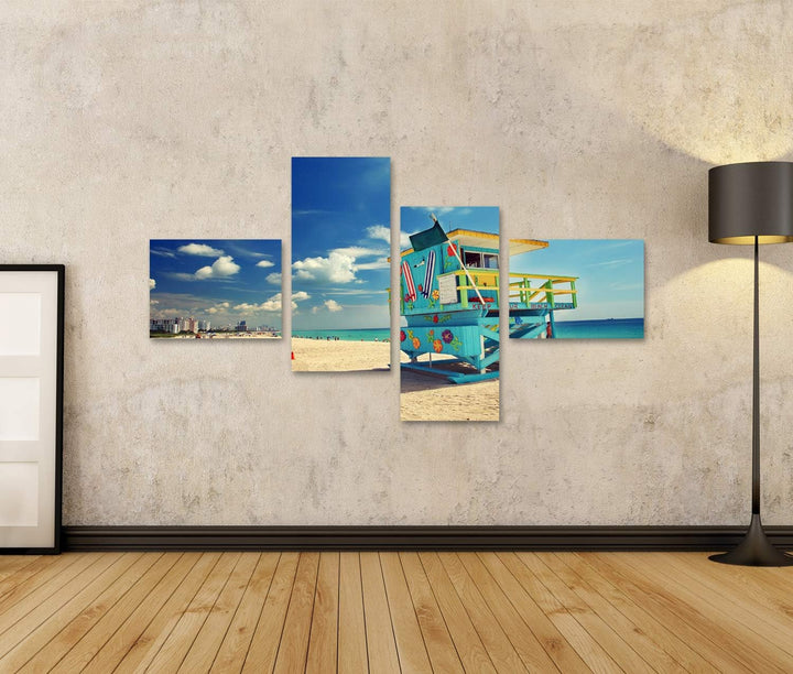 islandburner Bild auf Leinwand Südstrand In Miami Florida Bilder Wandbilder Poster Leinwand 150x80cm