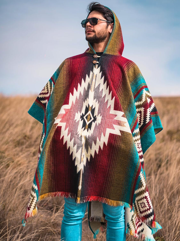 Alpaca World Unisex Alpaka Poncho Einheitsgrösse Meerblau, Weinrot, Beige, Variety