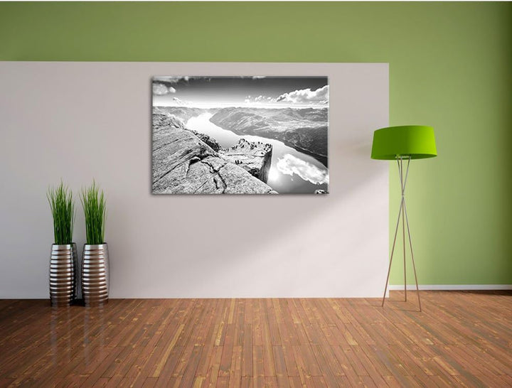 Pixxprint Küste in Norwegen als Leinwandbild/Grösse: 100x70 / Wandbild/Kunstdruck/fertig bespannt, 1