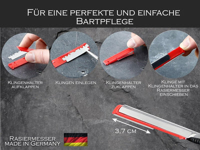 Rasiermesser mit Wechselklingen aus Solingen Bartmesser Made in Germany Rasier-Set für Herren mit Kl