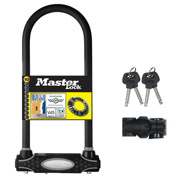 MASTER LOCK Bügelschloss [Schlüsselschloss] [mit Halterung] [Zertifiziertes Fahrrad Schloss - Secure