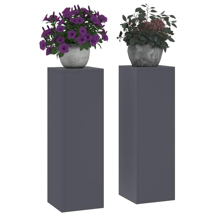 vidaXL Pflanzenständer 2 pcs Anthrazit 24 x 24 x 75 cm Stahl, Garten und Terrasse, moderner Pflanzen