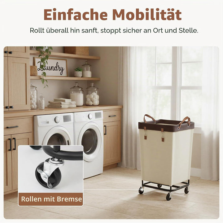StorageWorks 160L Wäschewagen mit Rollen, grosser Wäschekorb mit Rollen für Wäsche, Wäschewagen mit