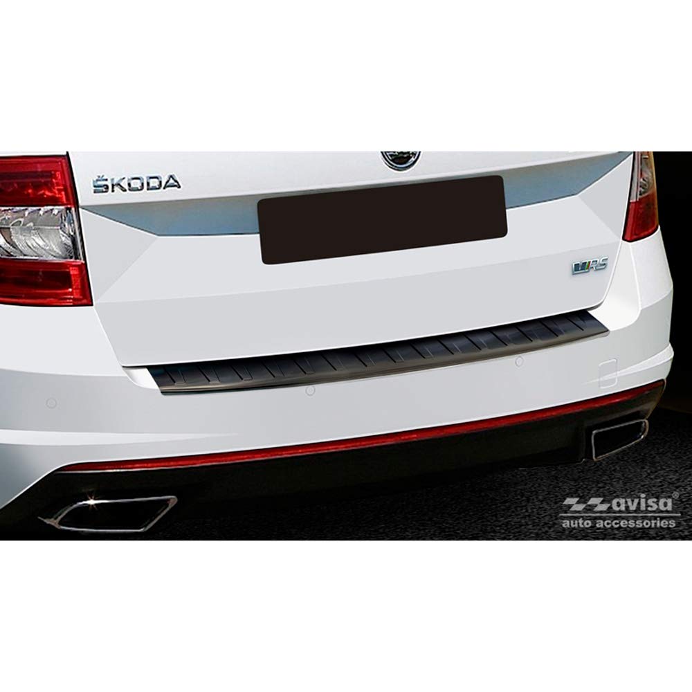 Avisa Schwarz Edelstahl Heckstossstangenschutz kompatibel mit Skoda Octavia III Kombi RS 2013-2016 &amp;