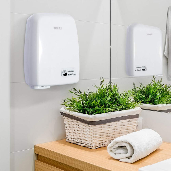 Bakaji Secador de Manos Eléctrico Automático secador de Aire Caliente de Pared - Baño Rápido con Sen