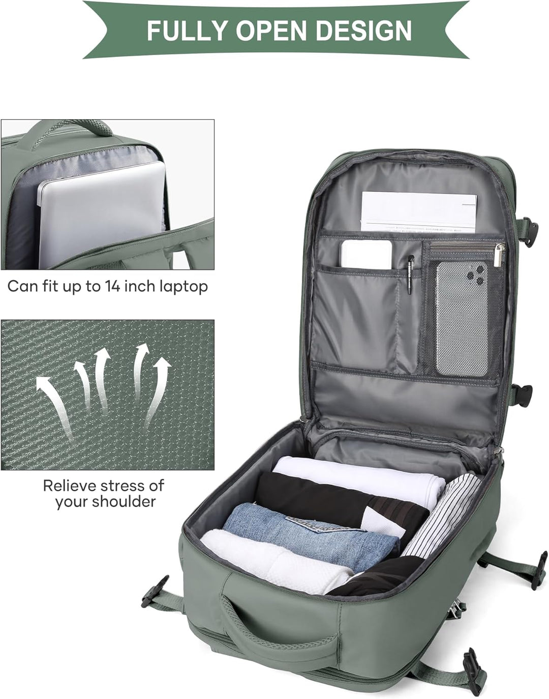 SZLX Grosser Reiserucksack Damen,Vakuum Rucksack mit Pumpe Ryanair Handgepäck 40x30x20 Herren, Wizza
