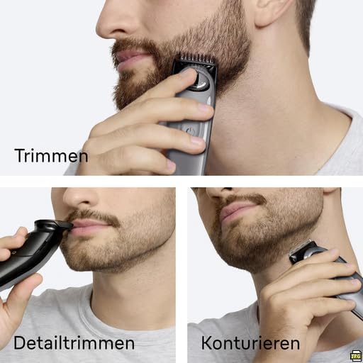 Braun Barttrimmer Series 3, Elektrischer Bartschneider Herren, 4 Zubehörteile, Ultrascharfe ProBlade