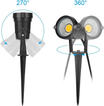 BLOOMWIN Gartenstrahler mit Erdspiess Warmweiss 4er Set, Gartenbeleuchtung Gartenleuchte 5w 220V COB