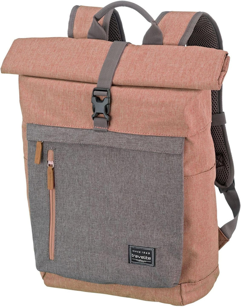 travelite Handgepäck Rucksack mit Laptop Fach 15,6 Zoll, Gepäck Serie BASICS Daypack Rollup: Praktis