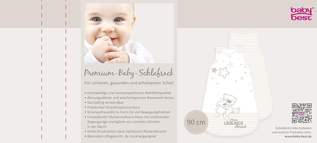 Herding Baby Best Baby-Schlafsack, Kleiner Lieblingsmensch Motiv, 90 cm, Seitlich umlaufender Reissv
