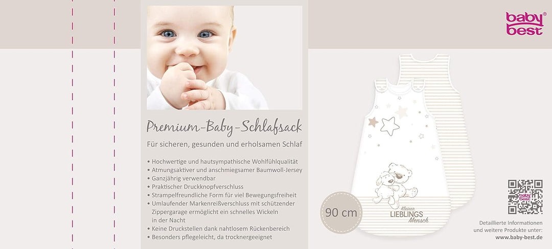 Herding Klaus GmbH GmbH Baby Best Schlafsack, Obermaterial Baumwolle/Füllung: 100% Polyester, beige,