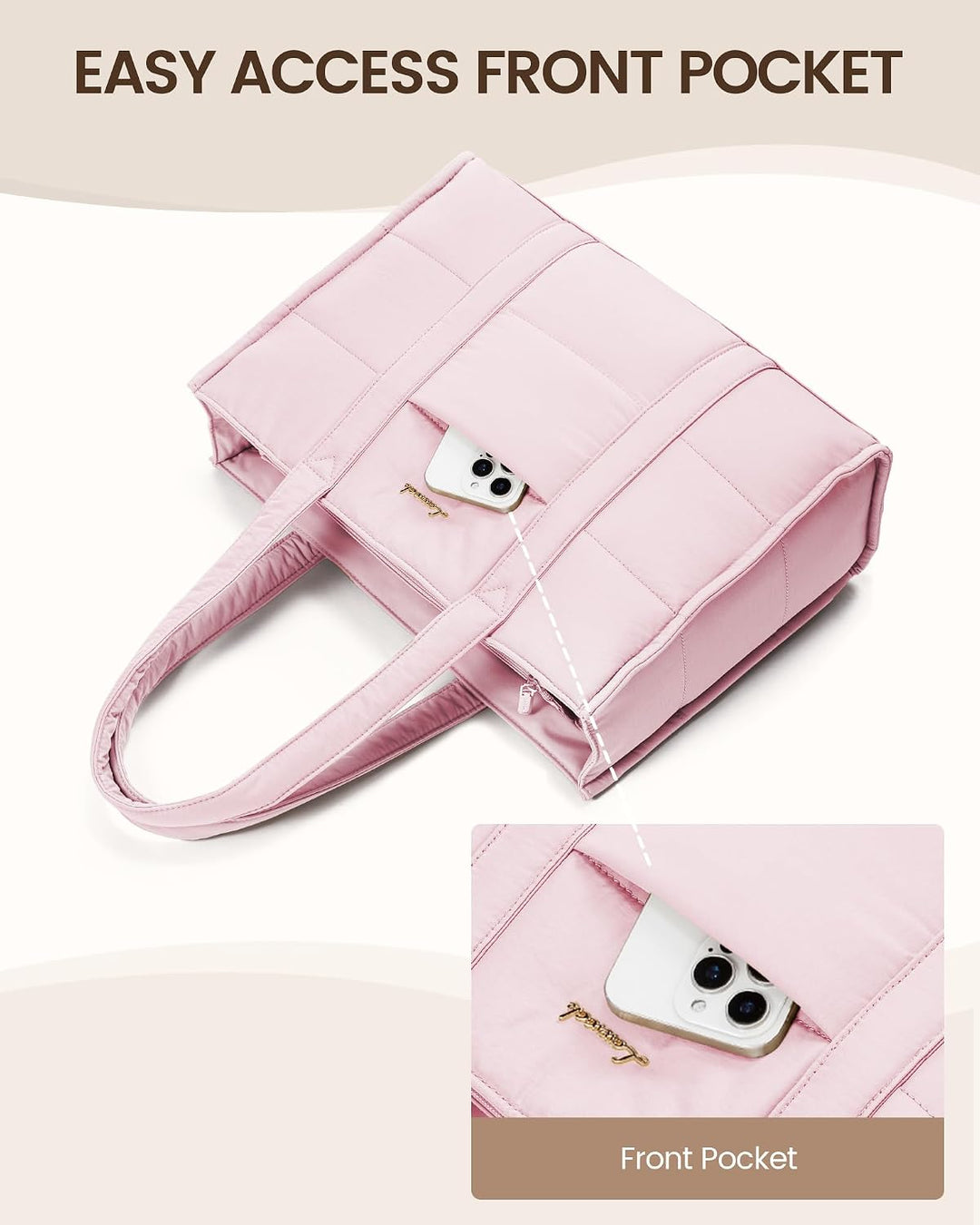LOVEVOOK Handtasche Damen Gross, Puffer Laptoptasche 15,6 Zoll Shopper Tasche Arbeitstasche Aktentas