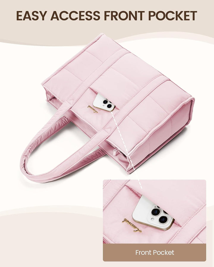 LOVEVOOK Handtasche Damen Gross, Puffer Laptoptasche 15,6 Zoll Shopper Tasche Arbeitstasche Aktentas