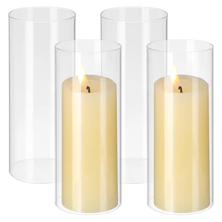 SEWACC Glaszylinder Für Kerzen 6cm Kerzenglas Kerzenhalterglas 4Pcs 15X6cm Transparent Kerzenhalter