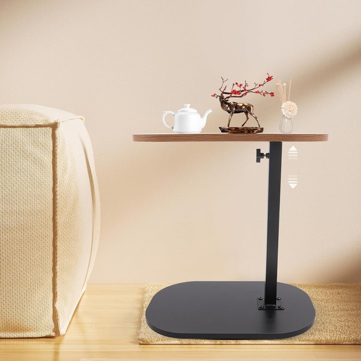 45-80 cm Einstellbare Höhe C Mobiler Schreibtisch, Holz Beistelltische mit Rollen, C-Form Laptoptisc