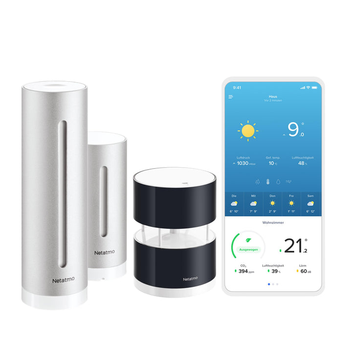 Netatmo Smarte Wetterstation mit Wandhalterung - WLAN, Funk, Innen- und Aussensensor & Windmesser fü