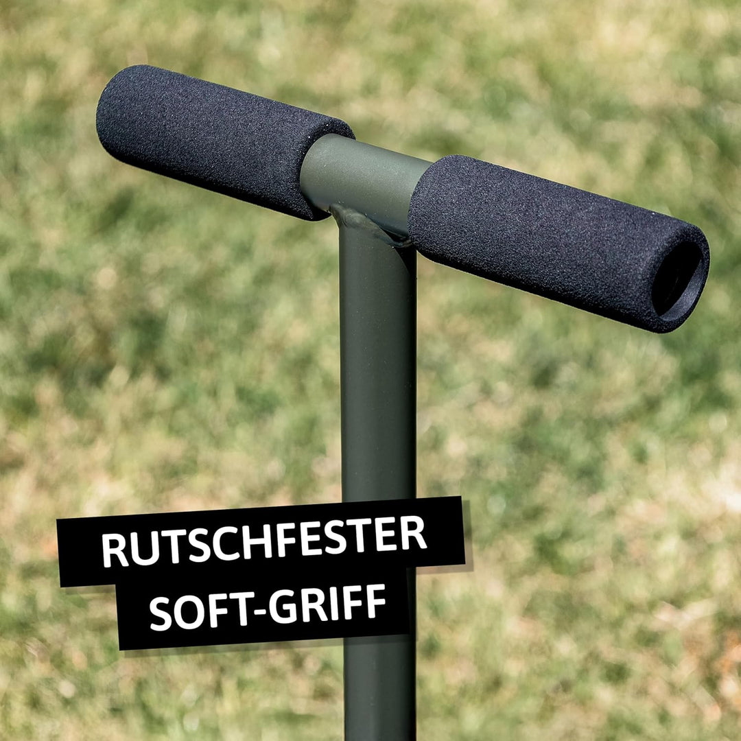 Bodenverdichter Handstampfer aus Stahl - Gartenstampfer mit 20x20cm Platte & Softgriff - Erdstampfer