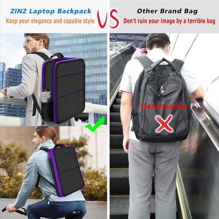 ZINZ Schlanker und Erweiterbarer Laptop Rucksack mit 15, 15,6 16 Zoll Hülle, Spritzwassergeschützte