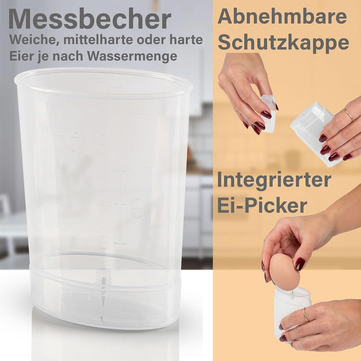 ProfiCook® Eierkocher für bis zu 8 Eier | Egg Cooker mit Omelett-/Pochier-Funktion | Egg Boiler mit