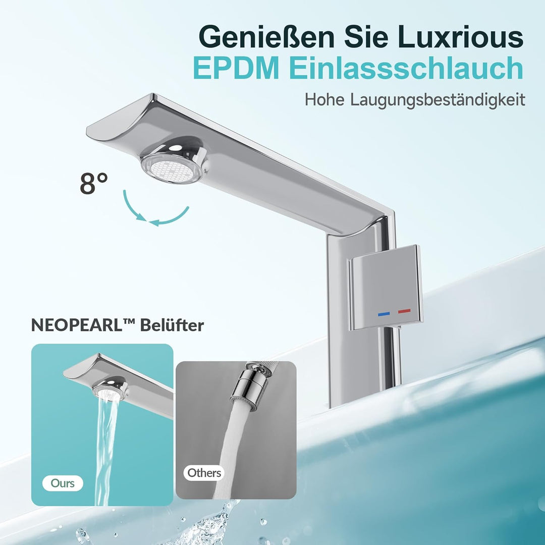 Wasserhahn Bad Messinggehäuse Waschtischarmatur mit Keramikkartusche Einhebelmischer für Badezimmer