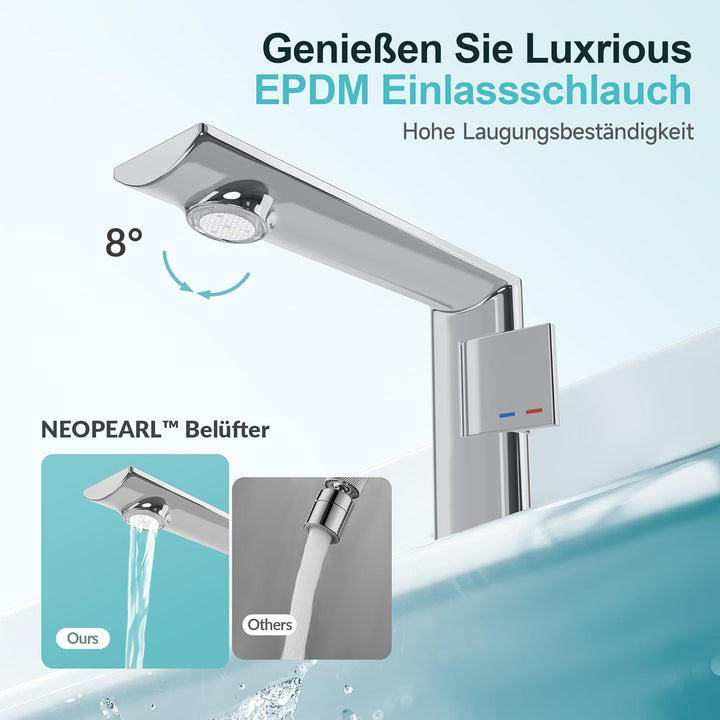 Wasserhahn Bad Messinggehäuse Waschtischarmatur mit Keramikkartusche Einhebelmischer für Badezimmer